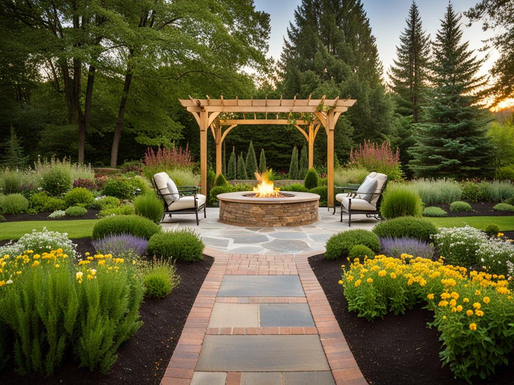 Colonial Style Garden Backyard | AI Landscape Design Idea, image size:1024x768